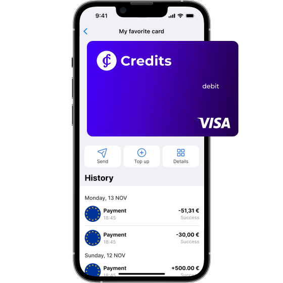 Credits Debit MasterCard