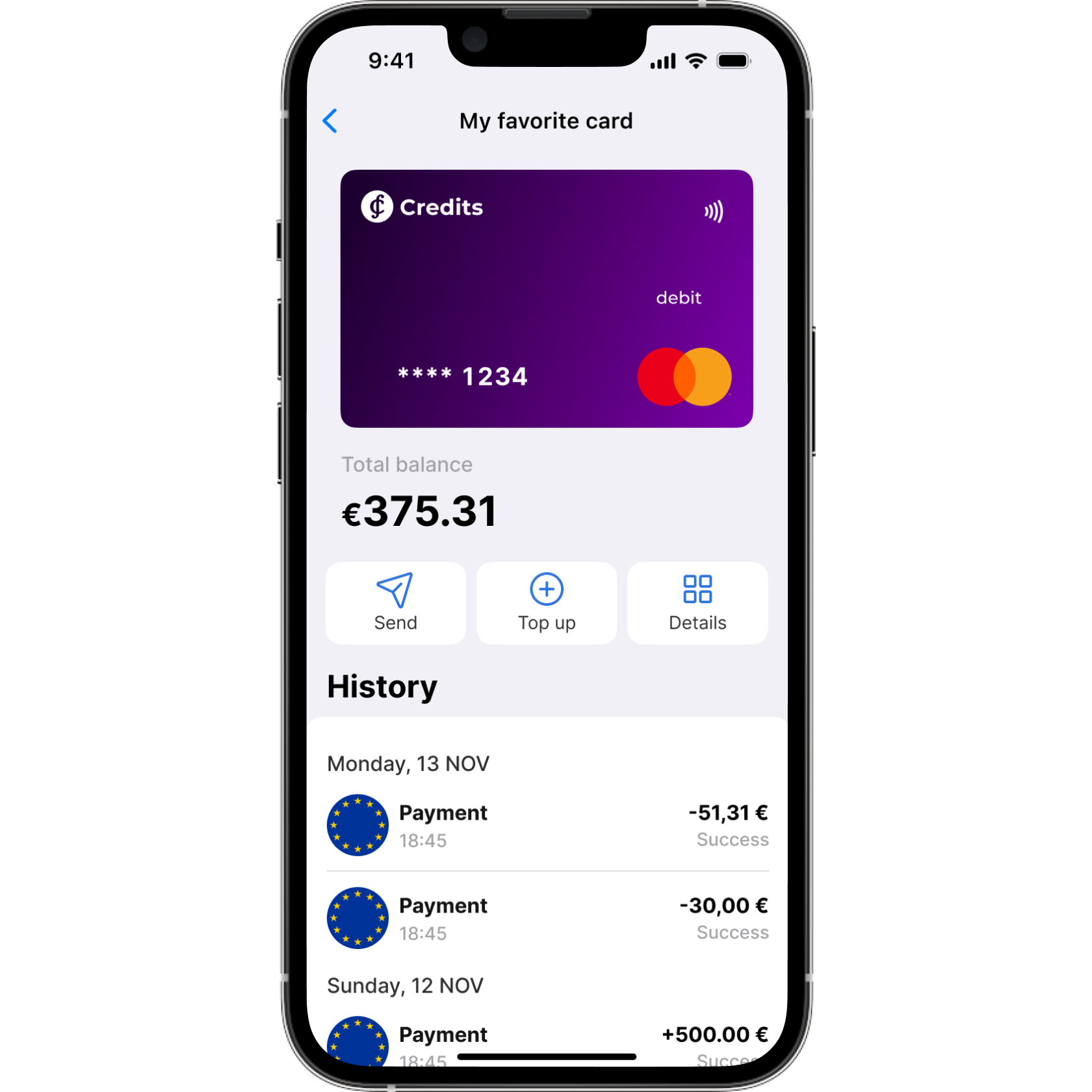 Credits Debit Mastercard